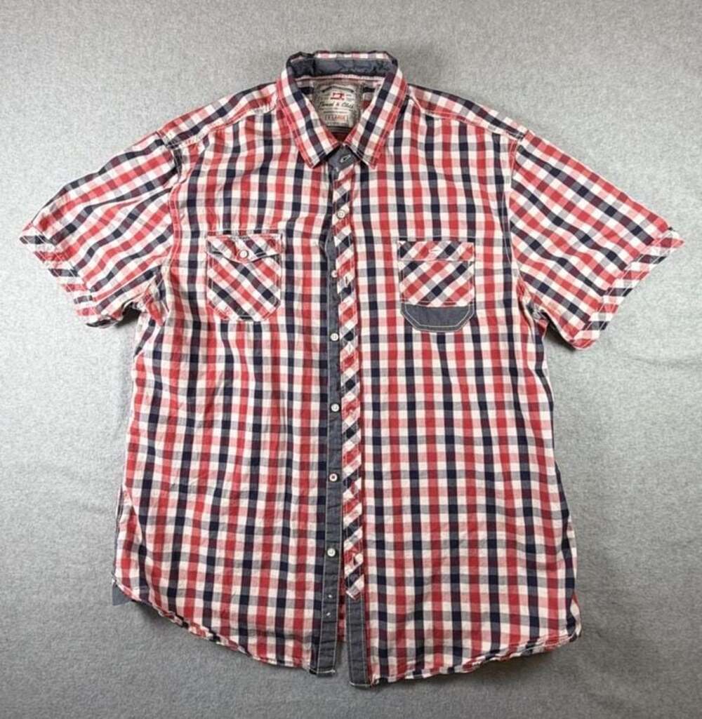 Thread & Cloth Men's XL Short Sleeve Plaid Button Down Shirt